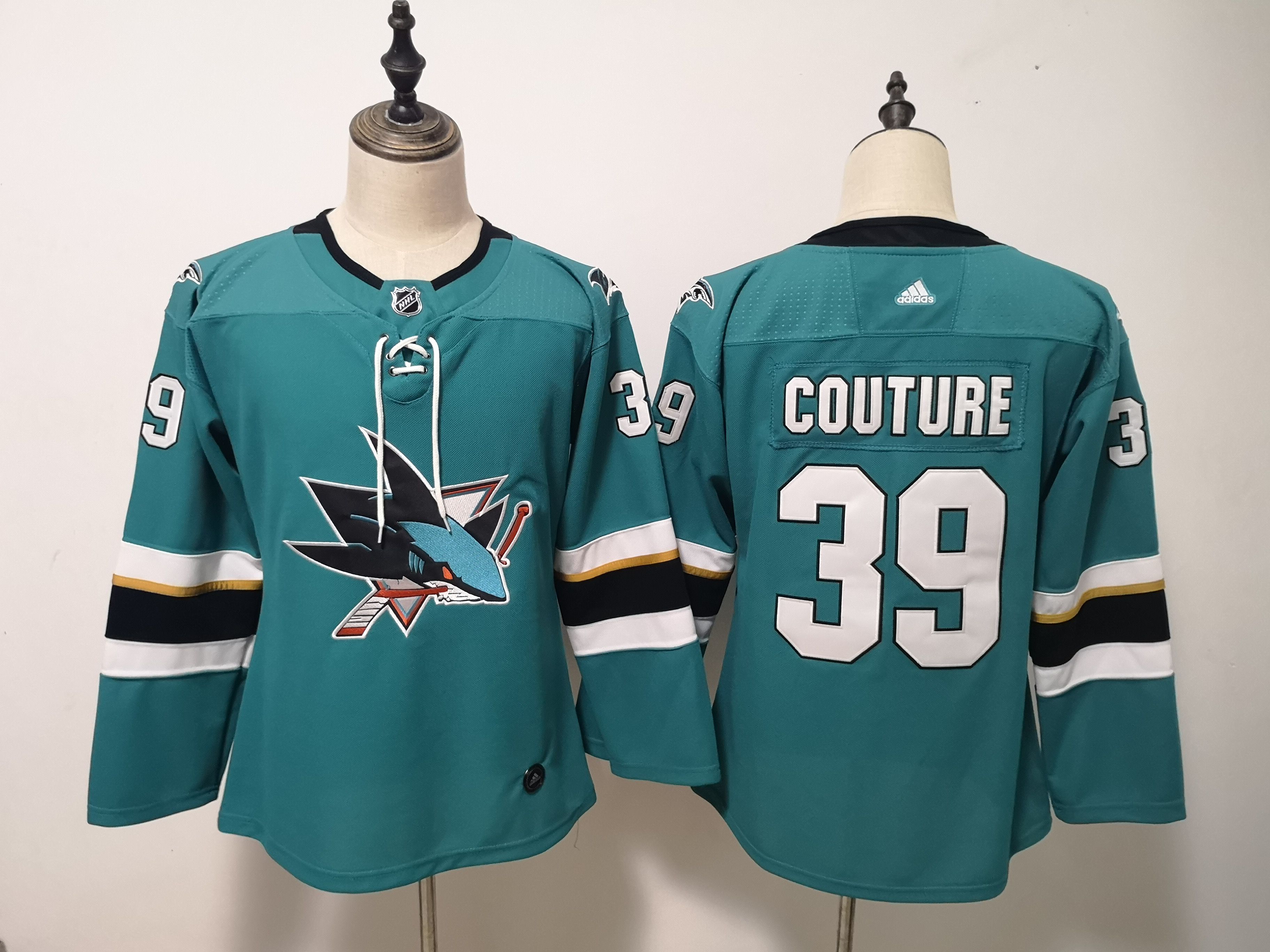 Women San Jose Sharks #39 Couture Green Adidas Stitched NHL Jersey